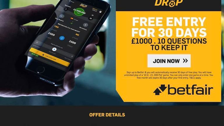 Win up to £1,000 with Betfair’s Beat The Drop - Free Bets Promotions